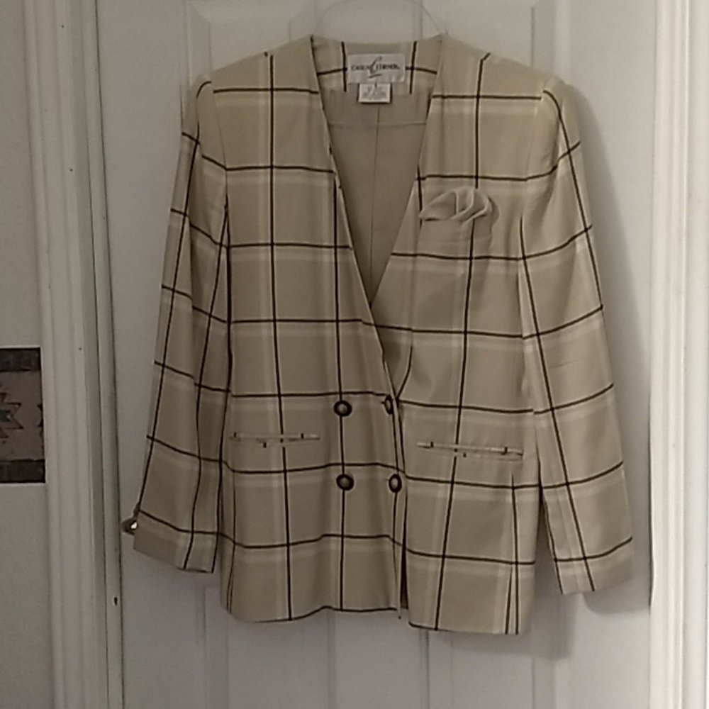 Women's double breasted plaid blazer